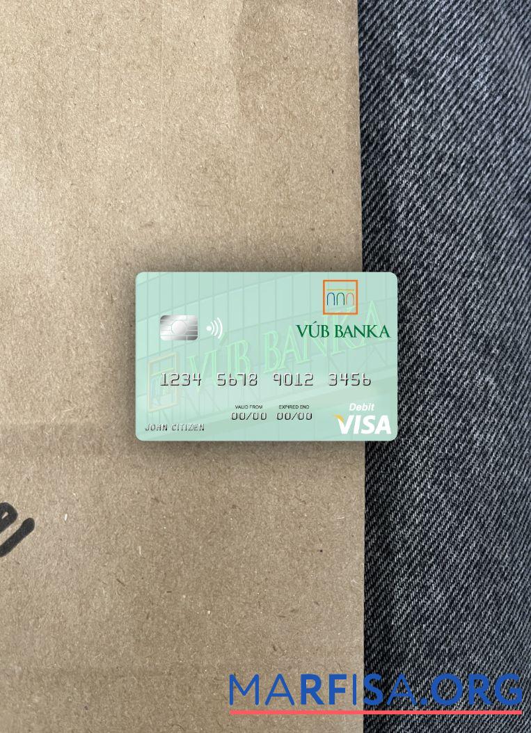 Realistic Slovakia VÚB Banka visa debit card photolook front example